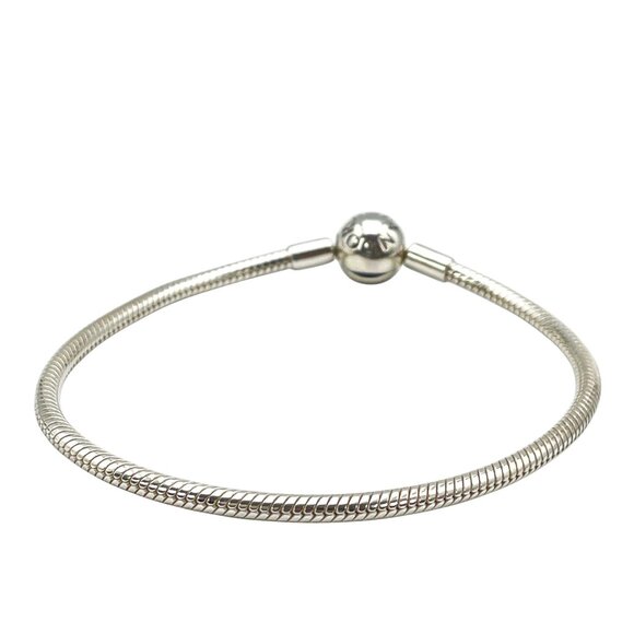 Pandora Smooth Sterling Silver Snake Chain Pandora Clasp Bracelet - 7.1 Inches - Picture 2 of 3